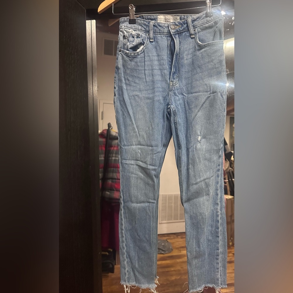 Abercrombie & Fitch Denim Blue Straight Mom Jeans